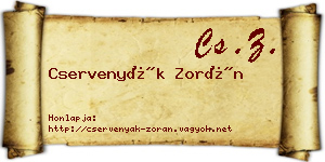 Cservenyák Zorán névjegykártya
